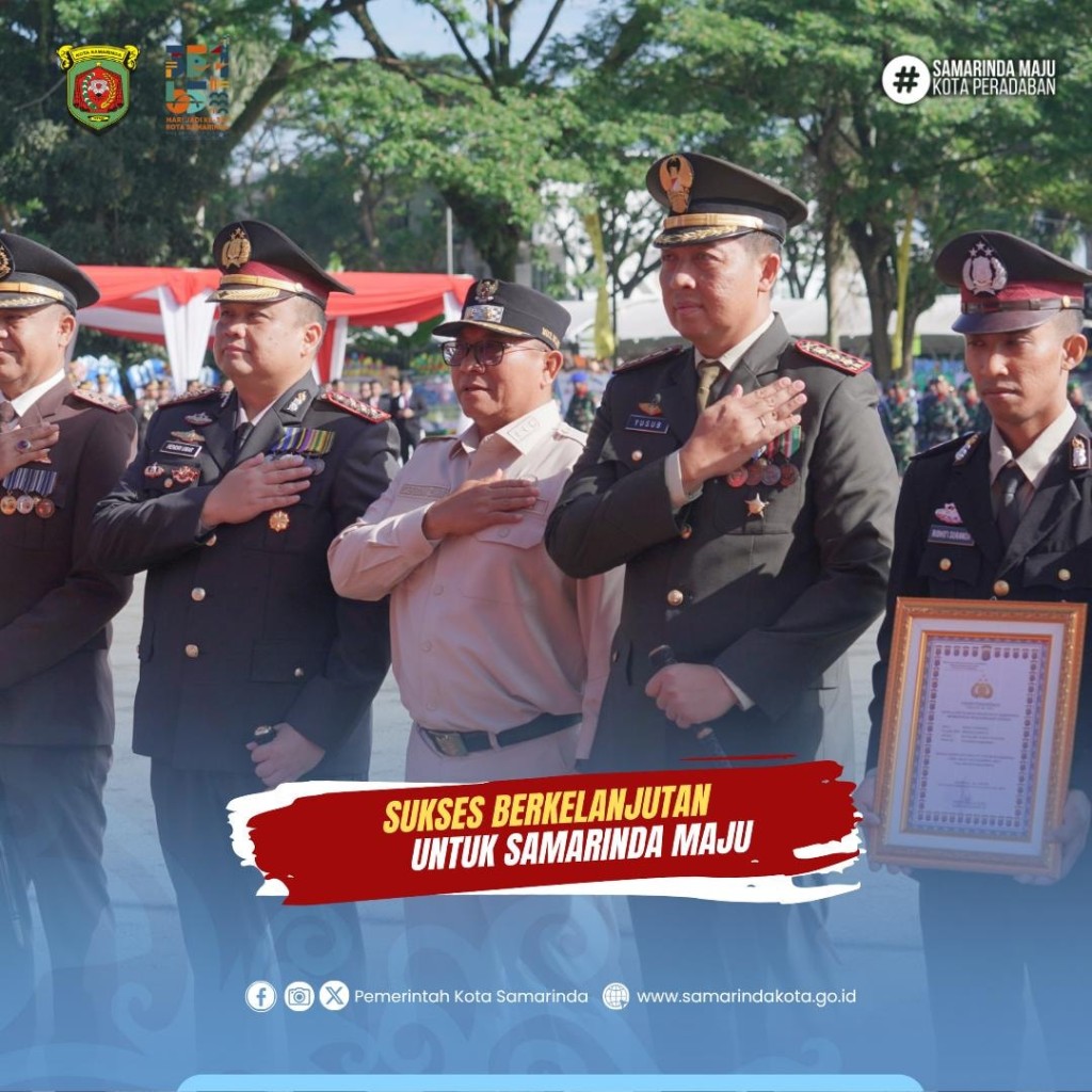 HUT Bhayangkara 79 di Samarinda, Wawali Saefuddin Zuhri Beri Potongan Kue ke Kapolresta