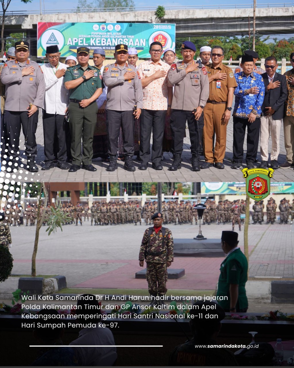 Wali Kota Andi Harun Tegaskan Semangat Persatuan di Apel Kebangsaan Hari Santri dan Sumpah Pemuda