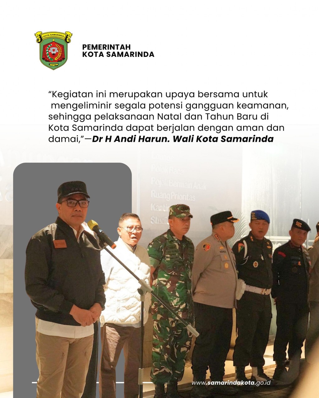 Wali Kota Samarinda Pimpin Monitoring Kesiapan Keamanan Malam Natal 2025, Tekankan Kondusivitas dan Semangat Kemanusiaan