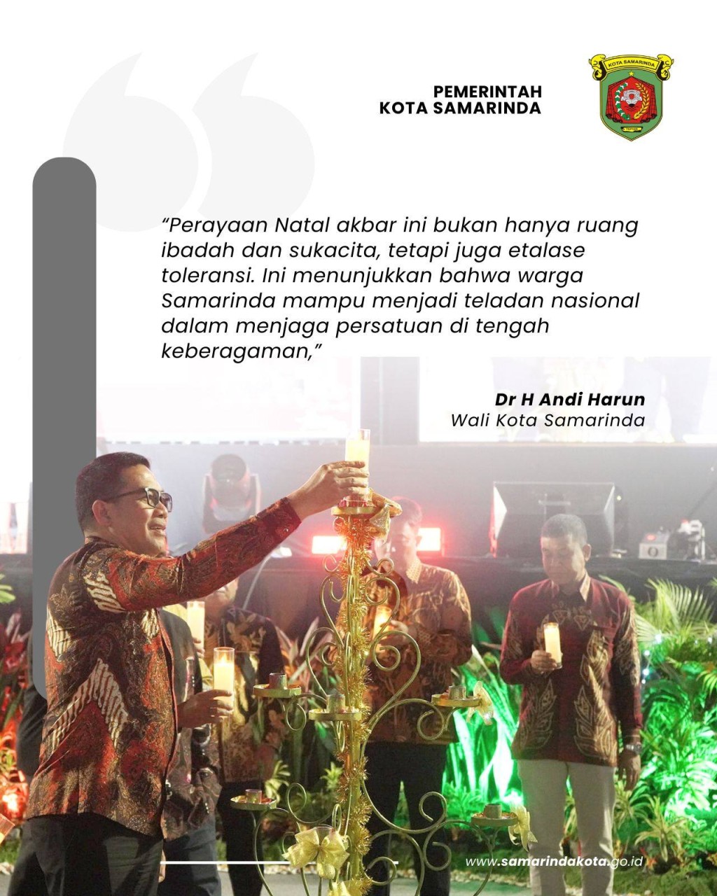 Hadiri Natal Akbar, Wali Kota Tegaskan Samarinda Rumah Bersama