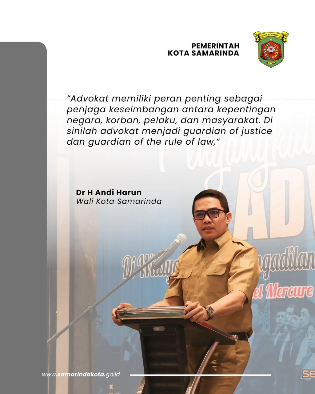 Hadiri Pengangkatan Calon Advokat, Andi Harun Bernostalgia dan Ingatkan Peran Penjaga Keseimbangan Hukum