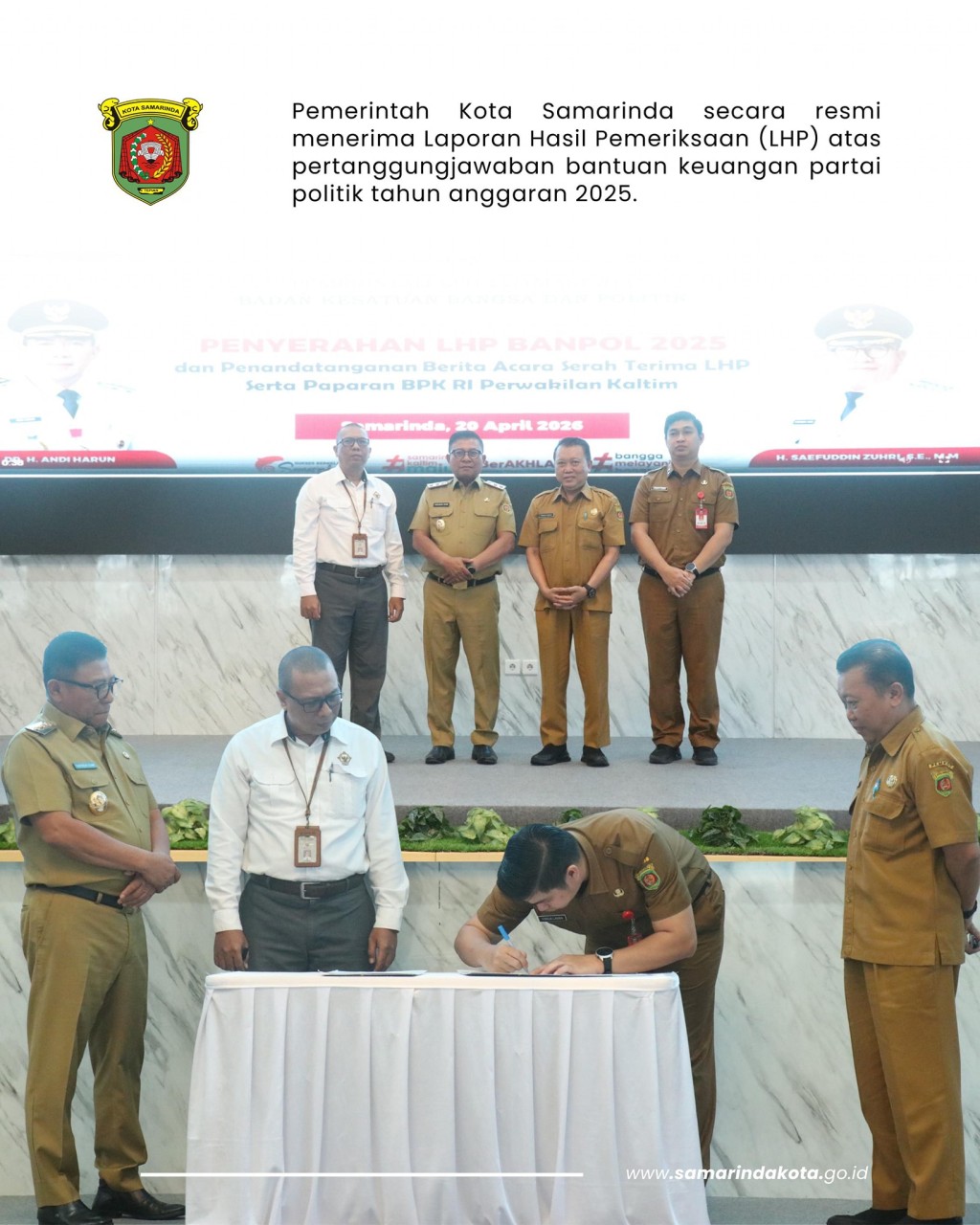 Wawali Saefuddin Zuhri Saksikan Penyerahan LHP dan Penandatanganan Berita Acara Serah Terima LHP Bantuan Keuangan Partai Politik