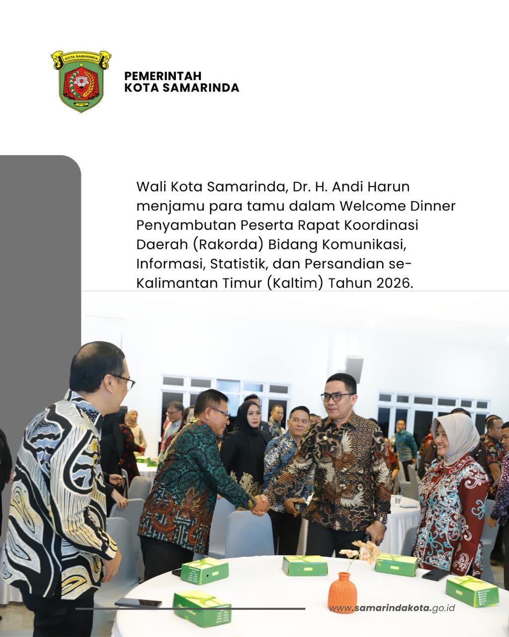 Welcome Dinner Rakorda, Andi Harun Dorong Sinergi Daerah