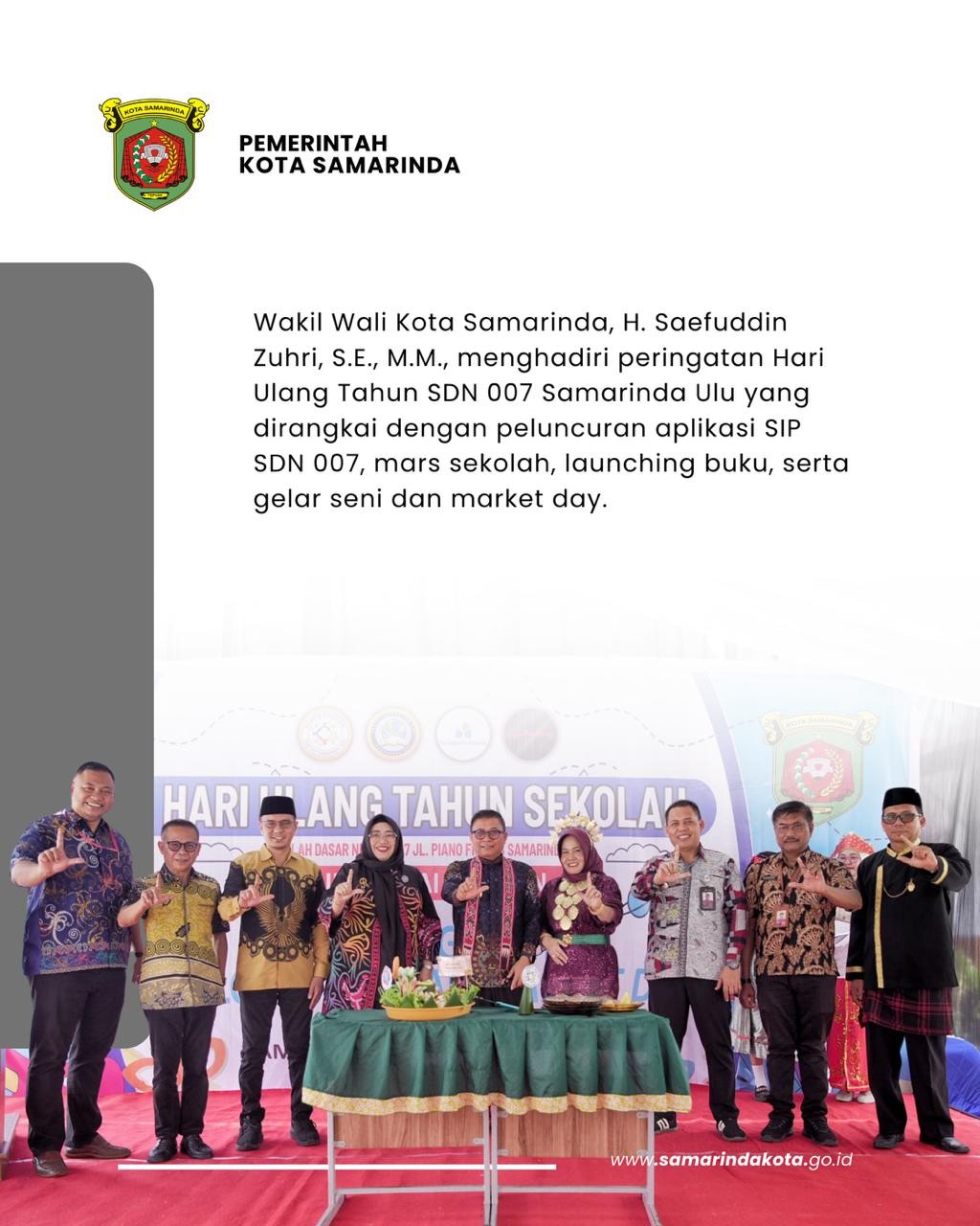 Wawali Samarinda Tekankan Literasi dan Pembentukan Adab pada HUT SDN 007 Samarinda Ulu