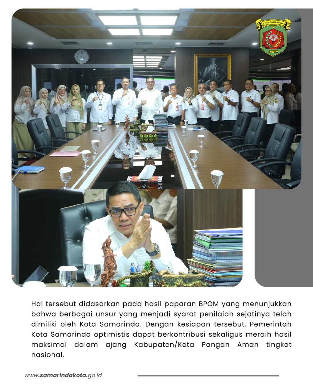 Audiensi BPOM, Wali Kota Tegaskan Samarinda Siap Ikuti Program Kabupaten/Kota Pangan Aman