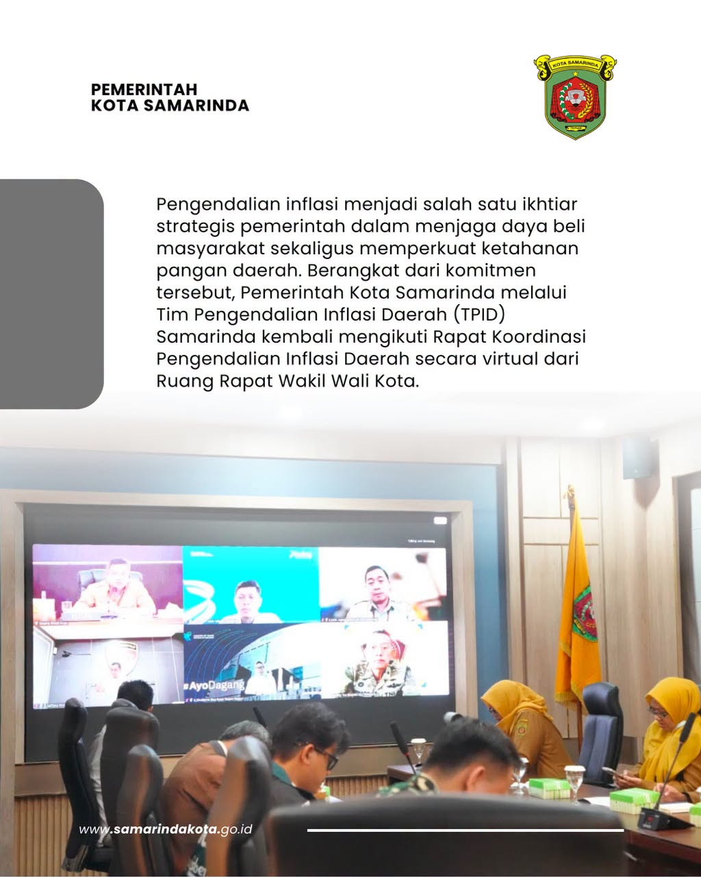 Konsisten Ikuti Rakor Pengendalian Inflasi, Pemkot Samarinda Perkuat Ikhtiar Menjaga Stabilitas Pangan