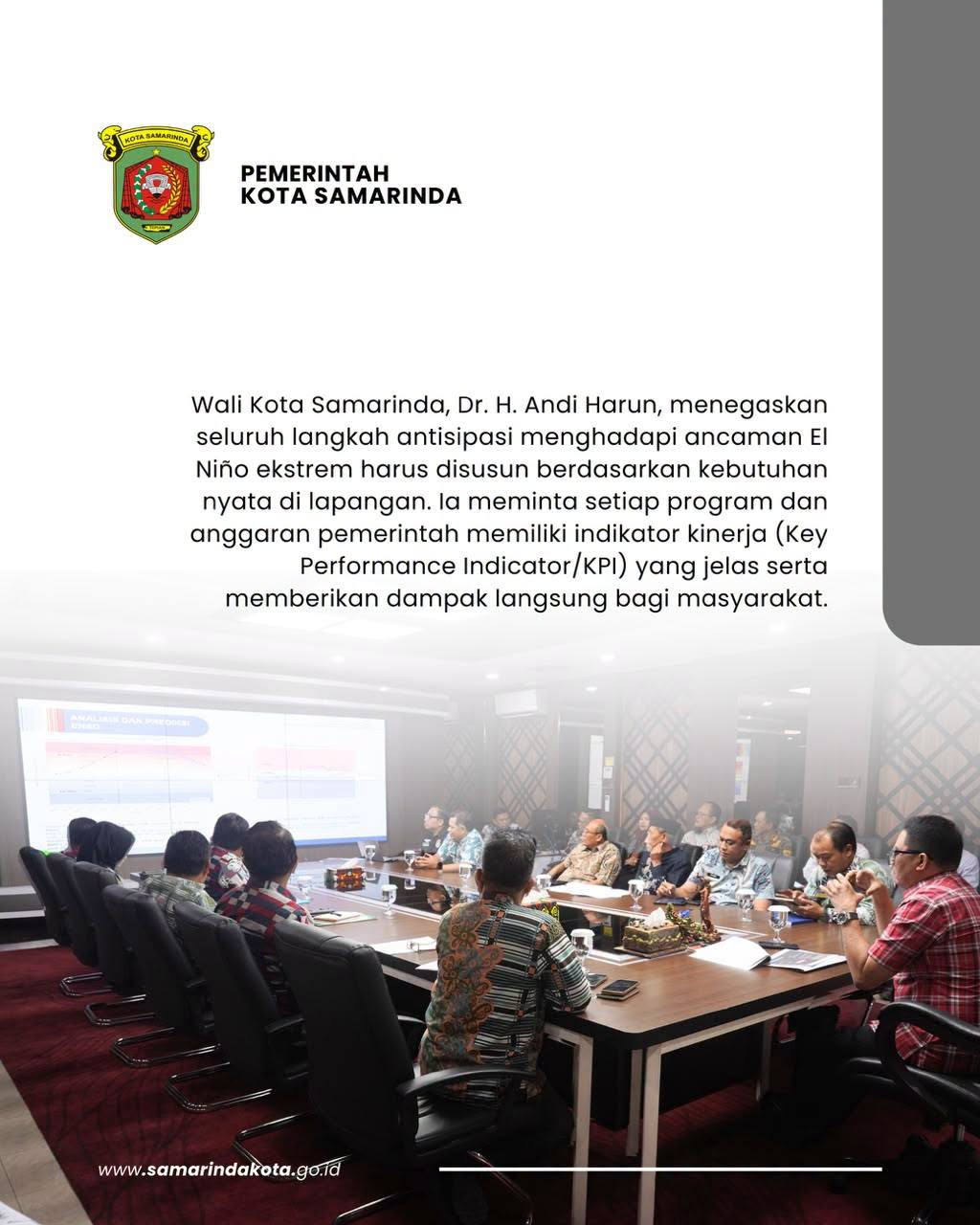 Samarinda Siaga El Niño Ekstrem, Andi Harun Tegaskan Anggaran Harus Berbasis KPI