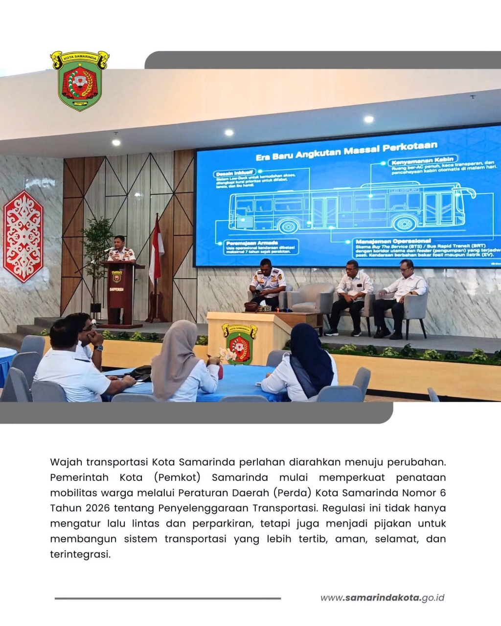 Perkuat Pemahaman Penyelenggaraan Transportasi, Dishub Samarinda Dorong Peran Aktif Camat dan Lurah lewat Sosialisasi Perda Nomor 6 Tahun 2026