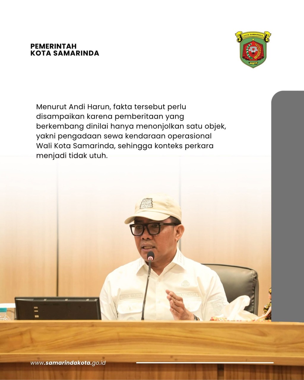 Luruskan Pemberitaan Mobil Jabatan, Andi Harun Tegaskan Pengembalian Rp.3.739.270.270. ke Kas Daerah
