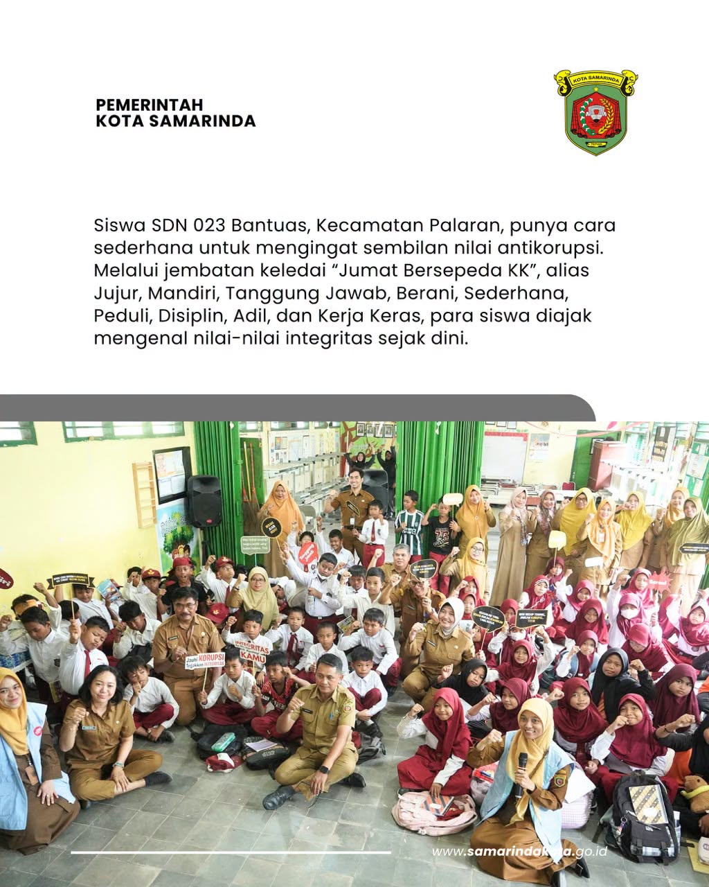 Jumat Bersepeda KK, Cara Siswa Bantuas Hafalkan 9 Nilai Antikorupsi