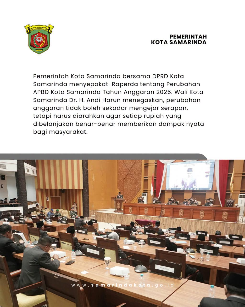 APBD Perubahan 2026 Disepakati, Andi Harun Tekankan Anggaran Harus Berdampak