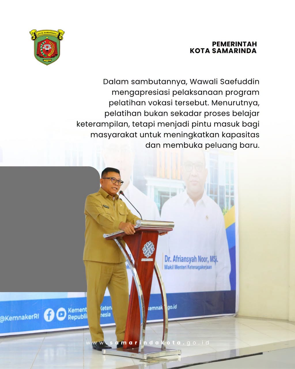 Buka Pelatihan Vokasi, Wawali Saefuddin Zuhri Dorong Peserta Jadi Pencipta Kerja