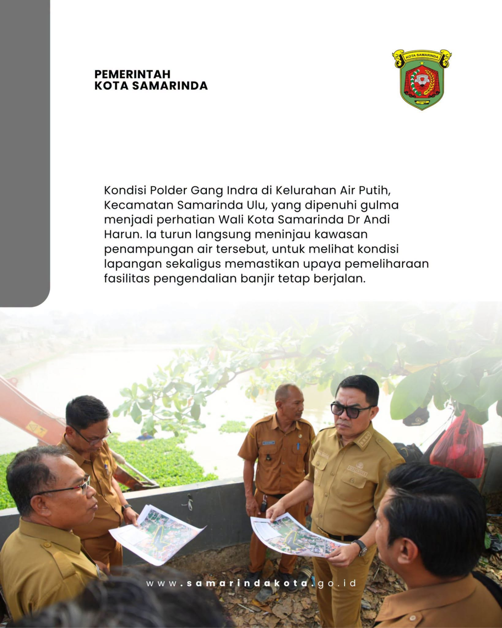 Gulma Penuhi Polder Gang Indra, Andi Harun Wacanakan Pipa Bawah Tanah ke Mahakam